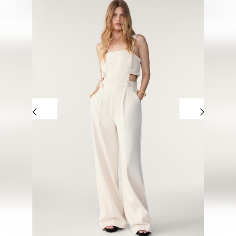 NWT Bash ba&sh Cressy Cut Out Jumpsuit Off White Size 36 4 Bridal Bachelorette